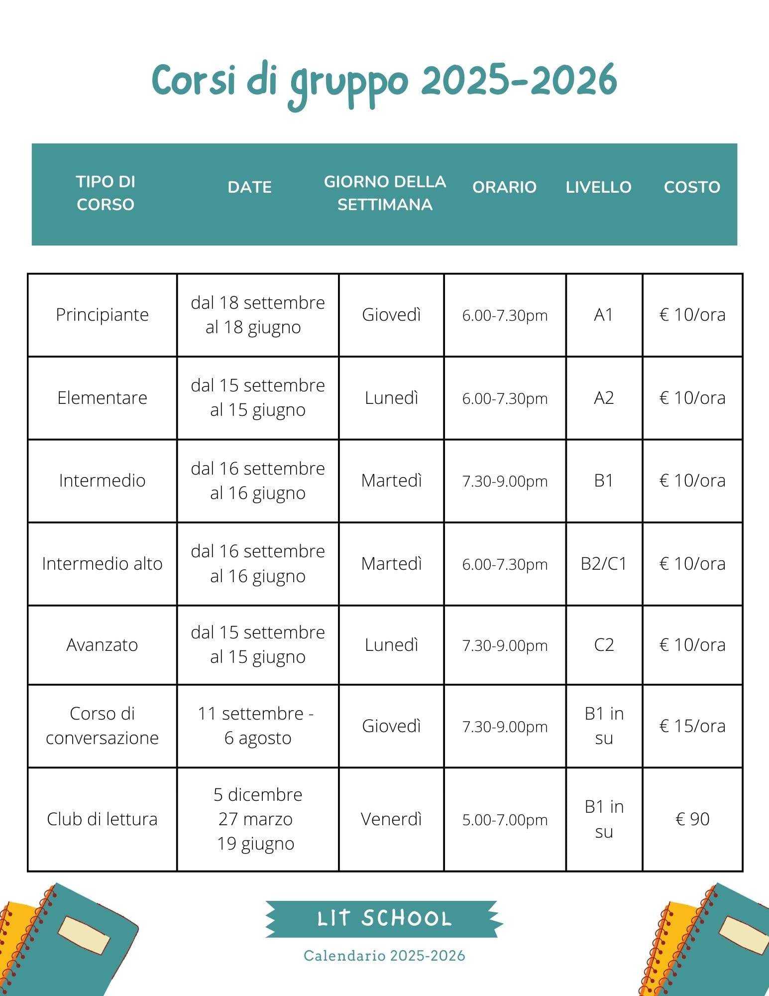 Online Italian courses September